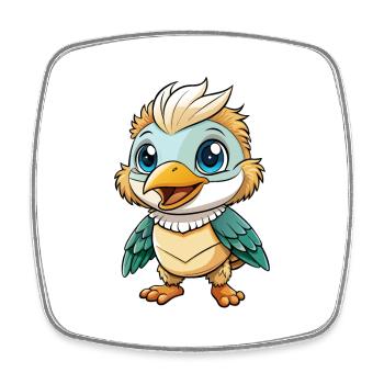 Kookaburra Niedliche Zeichentrickfigur Kawaii Clipart - Viereckiger Kühlschrankmagnet - Weiß - Vorne