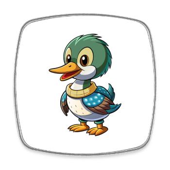 Loon Niedliche Zeichentrickfigur Kawaii Clipart - Viereckiger Kühlschrankmagnet - Weiß - Vorne