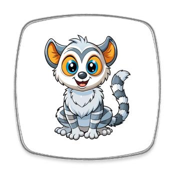 Lemur Cute Cartoon Character Kawaii Clipart - Square fridge magnet - white - Front