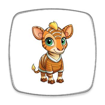 Okapi Niedliche Zeichentrickfigur Kawaii Clipart - Viereckiger Kühlschrankmagnet - Weiß - Vorne