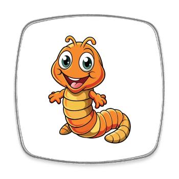 Regenwurm Niedliche Zeichentrickfigur Kawaii Clipart - Viereckiger Kühlschrankmagnet - Weiß - Vorne