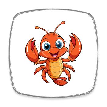 homard mignon personnage de dessin animé kawaii clipart - Magnet carré - blanc - Devant