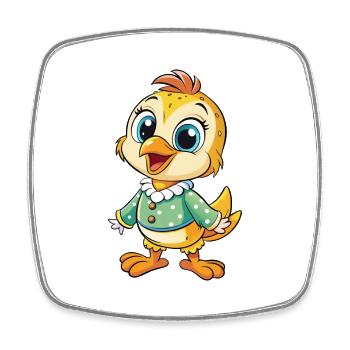 Dotterel Niedliche Zeichentrickfigur Kawaii Clipart - Viereckiger Kühlschrankmagnet - Weiß - Vorne