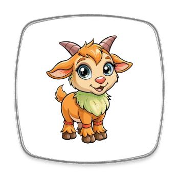 Chèvre Mignon Dessin Animé Personnage Kawaii Clipart - Magnet carré - blanc - Devant
