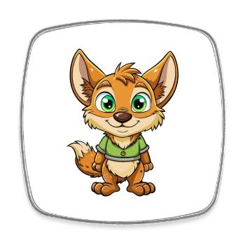 Jackal Cute Cartoon Character Kawaii Clipart - Square fridge magnet - white - Front