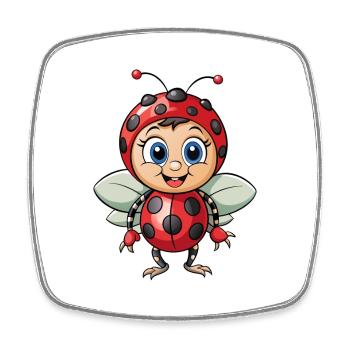 Ladybug Cute Cartoon Character Kawaii Clipart - Square fridge magnet - white - Front