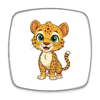 léopard mignon personnage de dessin animé kawaii clipart - Magnet carré - blanc - Devant