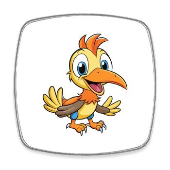 Nashornvogel Niedliche Zeichentrickfigur Kawaii Clipart - Viereckiger Kühlschrankmagnet - Weiß - Vorne