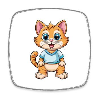 Kitten Cute Cartoon Character Kawaii Clipart - Square fridge magnet - white - Front