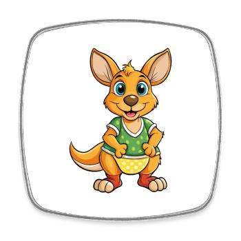 Kangaroo Cute Cartoon Character Kawaii Clipart - Square fridge magnet - white - Front