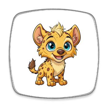 Hyena Cute Cartoon Character Kawaii Clipart - Square fridge magnet - white - Front