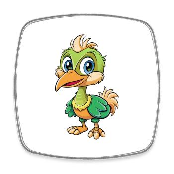 emu mignon personnage de dessin animé kawaii clipart - Magnet carré - blanc - Devant
