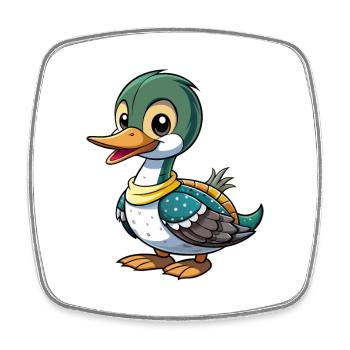 Common Loon Cute Cartoon Character Kawaii Clipart - Square fridge magnet - white - Front