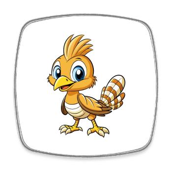Wiedehopf Niedliche Zeichentrickfigur Kawaii Clipart - Viereckiger Kühlschrankmagnet - Weiß - Vorne