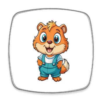 Gopher Cute Cartoon Character Kawaii Clipart - Square fridge magnet - white - Front