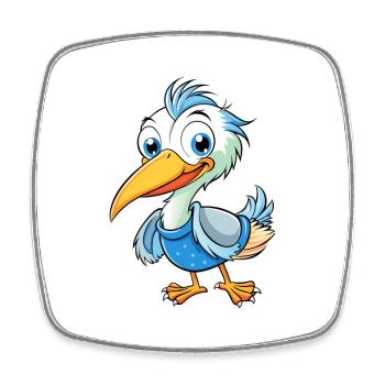Reiher Niedliche Zeichentrickfigur Kawaii Clipart - Viereckiger Kühlschrankmagnet - Weiß - Vorne