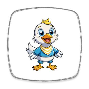 Mouette mignon personnage de dessin animé Kawaii Clipart - Magnet carré - blanc - Devant