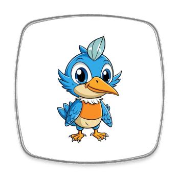 Eisvogel Niedliche Zeichentrickfigur Kawaii Clipart - Viereckiger Kühlschrankmagnet - Weiß - Vorne