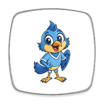 Jay Bird Niedliche Zeichentrickfigur Kawaii Clipart - Viereckiger Kühlschrankmagnet - Weiß - Vorne