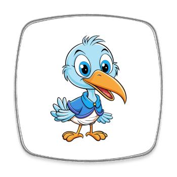Ibis Cute Cartoon Character Kawaii Clipart - Square fridge magnet - white - Front