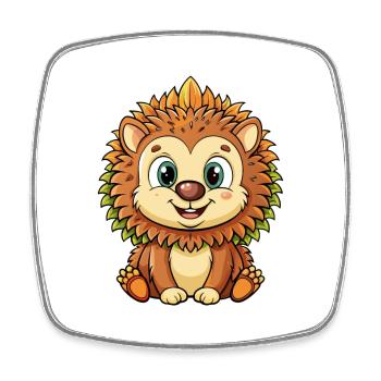 hérisson mignon personnage de dessin animé Kawaii Clipart - Magnet carré - blanc - Devant
