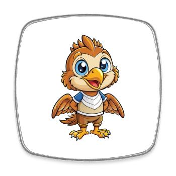 Falke Niedliche Zeichentrickfigur Kawaii Clipart - Viereckiger Kühlschrankmagnet - Weiß - Vorne