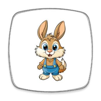 Hase Niedliche Zeichentrickfigur Kawaii Clipart - Viereckiger Kühlschrankmagnet - Weiß - Vorne