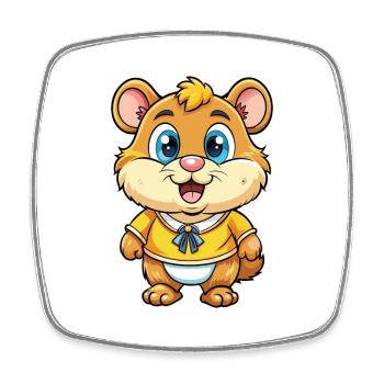 Hamster Niedliche Zeichentrickfigur Kawaii Clipart - Viereckiger Kühlschrankmagnet - Weiß - Vorne
