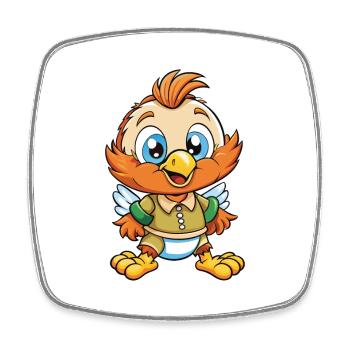 Moorhuhn Niedliche Zeichentrickfigur Kawaii Clipart - Viereckiger Kühlschrankmagnet - Weiß - Vorne