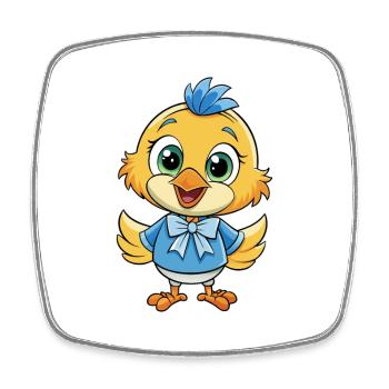 Finch Niedliche Zeichentrickfigur Kawaii Clipart - Viereckiger Kühlschrankmagnet - Weiß - Vorne