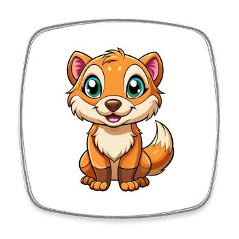 Ferret Cute Cartoon Character Kawaii Clipart - Square fridge magnet - white - Front