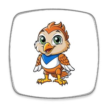 Falke Niedliche Zeichentrickfigur Kawaii Clipart - Viereckiger Kühlschrankmagnet - Weiß - Vorne