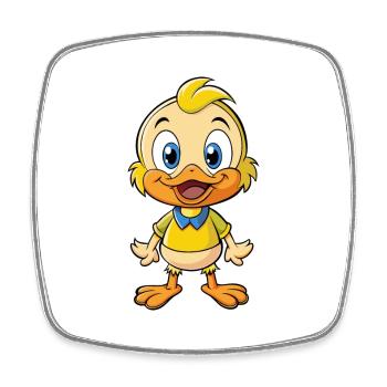Duck Cute Cartoon Character Kawaii Clipart - Square fridge magnet - white - Front