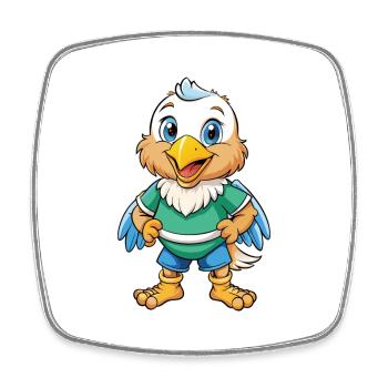 Eagle Cute Cartoon Character Kawaii Clipart - Square fridge magnet - white - Front