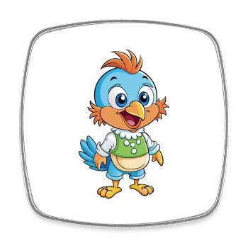 Cuckoo Cute Cartoon Character Kawaii Clipart - Square fridge magnet - white - Front