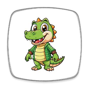 crocodile mignon personnage de dessin animé Kawaii Clipart - Magnet carré - blanc - Devant