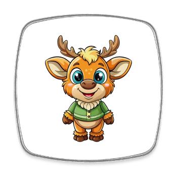 Elk Mignon Personnage De Dessin Animé Kawaii Clipart - Magnet carré - blanc - Devant