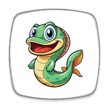 Eel Cute Cartoon Character Kawaii Clipart - Square fridge magnet - white - Front