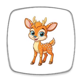 Hirsch Niedliche Zeichentrickfigur Kawaii Clipart - Viereckiger Kühlschrankmagnet - Weiß - Vorne