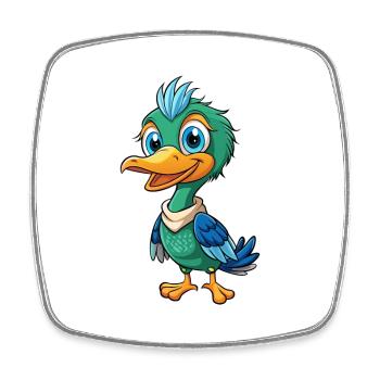 Kormoran Niedliche Zeichentrickfigur Kawaii Clipart - Viereckiger Kühlschrankmagnet - Weiß - Vorne