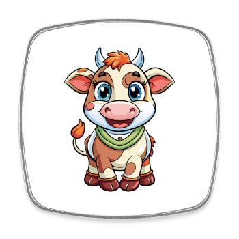Cow Cute Cartoon Character Kawaii Clipart - Square fridge magnet - white - Front