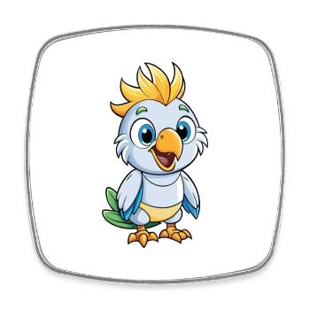 Cockatoo Cute Cartoon Character Kawaii Clipart - Square fridge magnet - white - Front