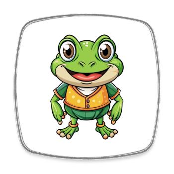 Frog Cute Cartoon Character Kawaii Clipart - Square fridge magnet - white - Front