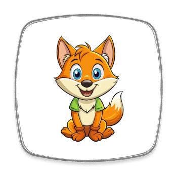 Fuchs Niedliche Zeichentrickfigur Kawaii Clipart - Viereckiger Kühlschrankmagnet - Weiß - Vorne