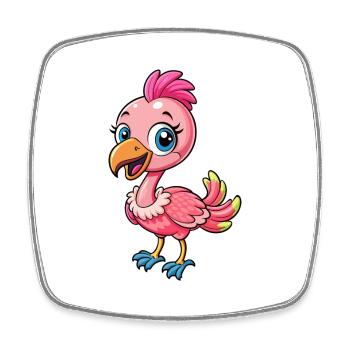flamant rose mignon personnage de dessin animé Kawaii Clipart - Magnet carré - blanc - Devant