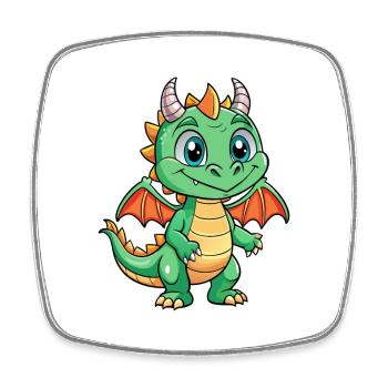 Dragon Cute Cartoon Character Kawaii Clipart - Square fridge magnet - white - Front
