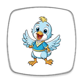 Taube Niedliche Zeichentrickfigur Kawaii Clipart - Viereckiger Kühlschrankmagnet - Weiß - Vorne