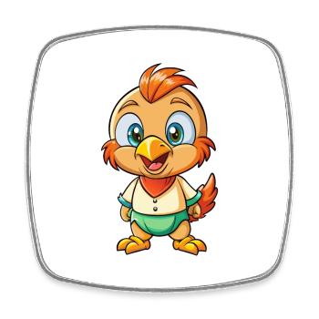 Bec-croisé mignon personnage de dessin animé Kawaii Clipart - Magnet carré - blanc - Devant