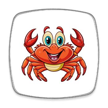 Crab Cute Cartoon Character Kawaii Clipart - Square fridge magnet - white - Front