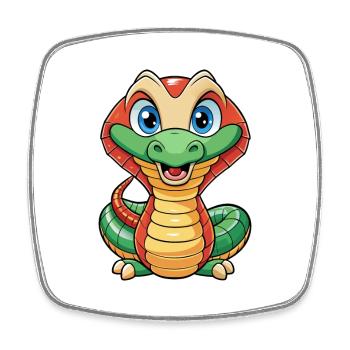 Cobra Cute Cartoon Character Kawaii Clipart - Square fridge magnet - white - Front